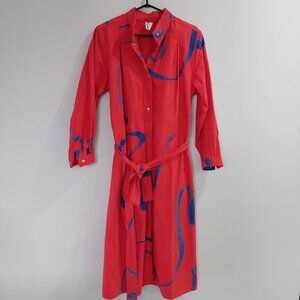 Vintage 1970s Vuokko Suomi Finland cotton abstract print dress Women's Small